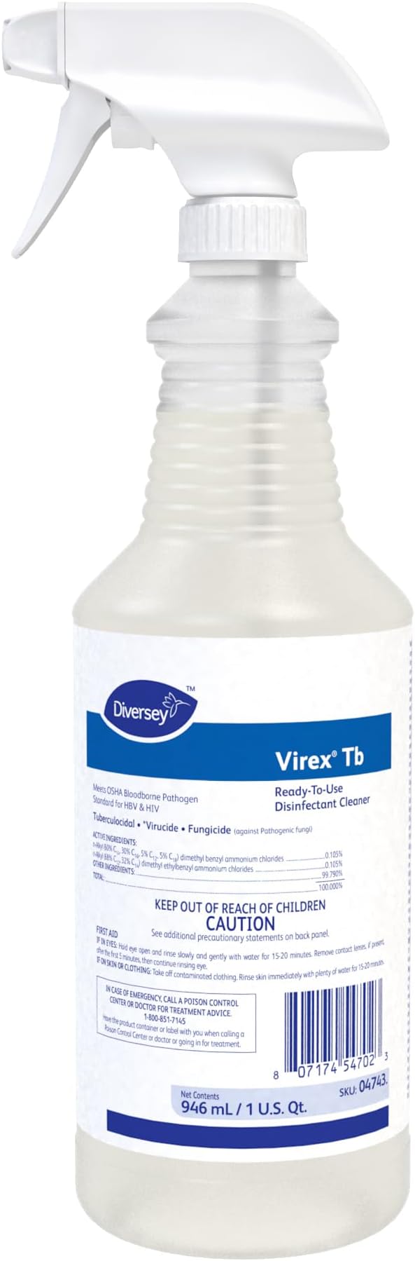 VIREX Diversey Tb Disinfectant Cleaner, Ready-to-Use Formula, 32 oz