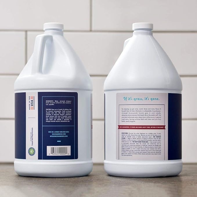 Rocco & Roxie Supply Co. Stain & Strong Odor Eliminator, Enzyme Cleaner, Pet Odor Eliminator for Home - Carpet Stain Remover for Cats & Dog Pee - Urine Destroyer - Carpet Cleaner Spray, 1-Gallon