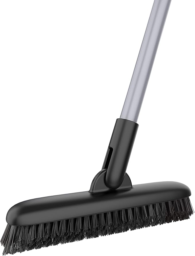 MR.SIGA Heavy Duty Grout Scrub Brush with Long Handle | Shower Floor Scrubber for Cleaning, Tile Scrub Brush with Stiff Bristles