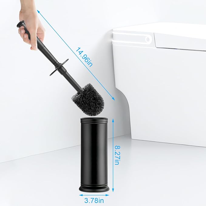 AONEZ Plastic Toilet Brush, Toilet Brush and Holder Set with Long Handle, Covered Holder and Hard Bristles, Toilet Cleaner Brush for Bathroom and Toilet Cleaning