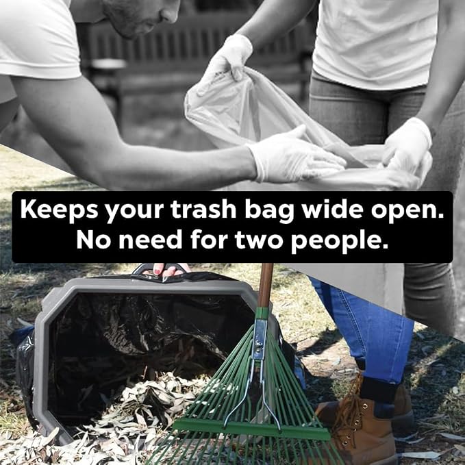 Large SnapRing Trash Bag Holder | Heavy Duty Garbage Opener Frame for 33–95 Gallon Contractor Lawn Leaf Bags | Outdoor Yard Cleanup Tool