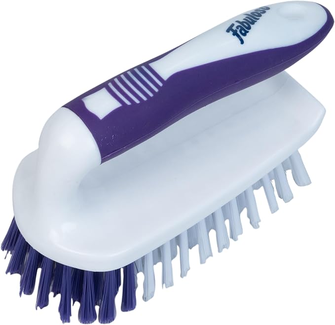 Fabuloso Compact Scrub Brush with Handle, White and Purple, 5.5 Inch