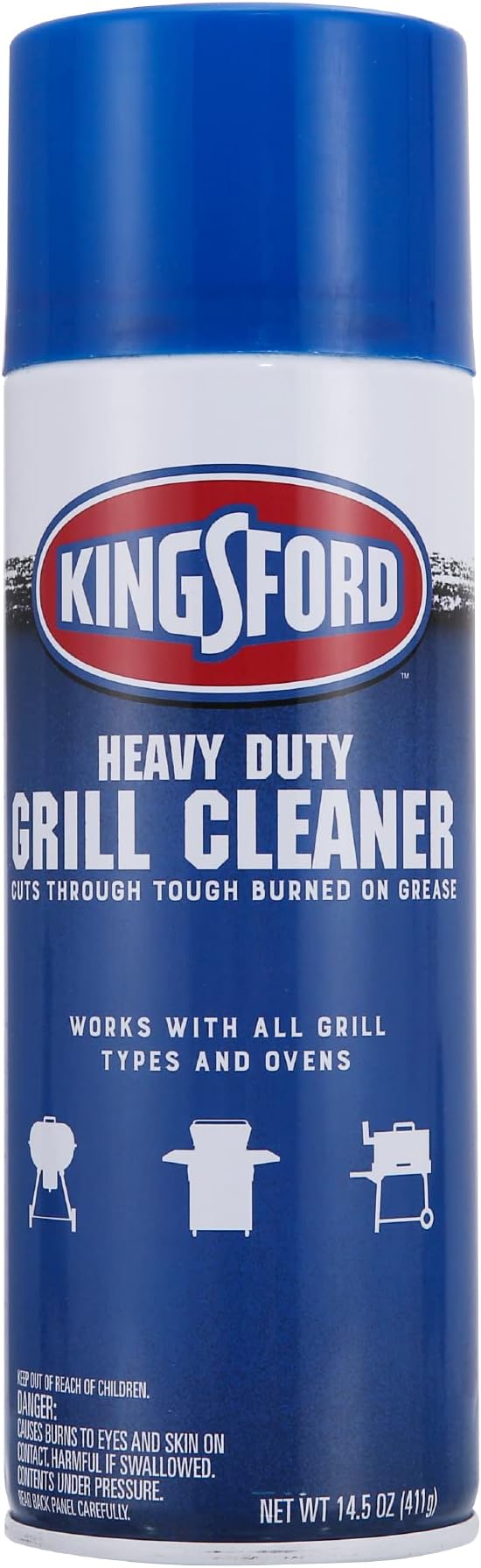 Kingsford Heavy Duty Foaming Grill Cleaner Spray BBQ Degreaser for Charcoal and Gas Grills Cuts Grease Burnt-On Food and Grime Easy Spray-On Foam for Grill Grates and Surfaces 14.5 OZ Aerosol Can