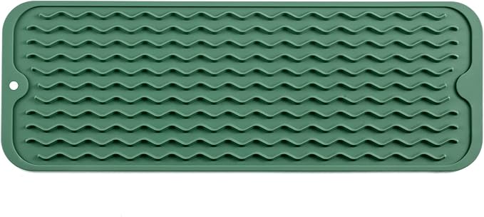 MicoYang Silicone Dish Drying Mat for Multiple Usage,Easy clean,Eco-friendly,Heat-resistant Silicone Mat for Kitchen Counter,Sink,Bar,Bottle,or Cup Green M 17 inches x 6 inches