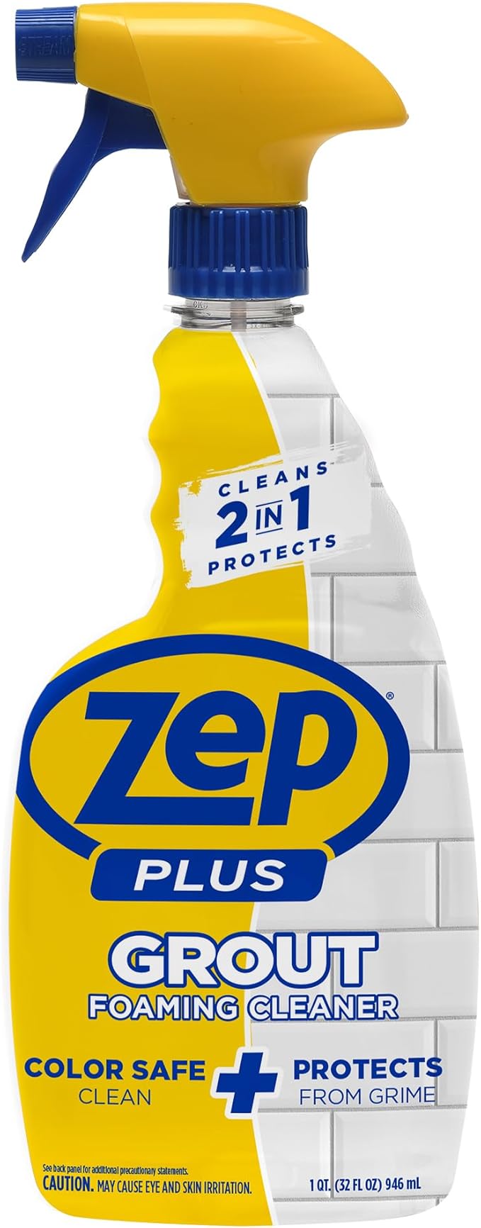 Zep Grout Cleaner and Brightener - ZU104632 - Deep Cleaning Formula Plus Grout Foaming Cleaner - R54212-2-in-1 benefits Deep Clean plus Everyday Clean & Protect
