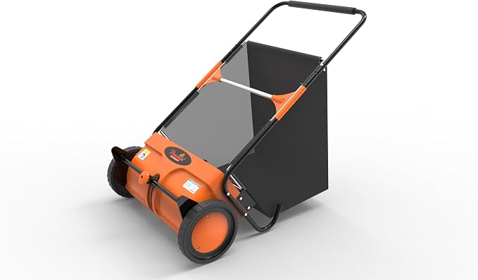 21-Inch Push Lawn Sweeper, Quick Dump & Dustproof Yard Sweeper for Leaves and Grass, Adjustable Height with Large Hopper Bag