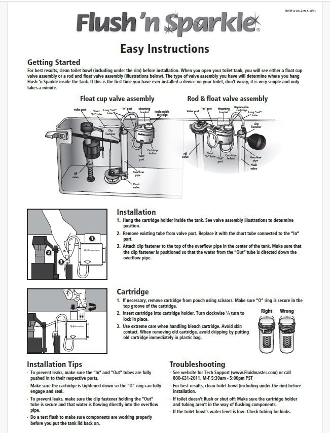 Fluidmaster 8302P8 Flush 'n Sparkle Automatic Toilet Bowl Cleaning System Refills, Bleach 2-Pack