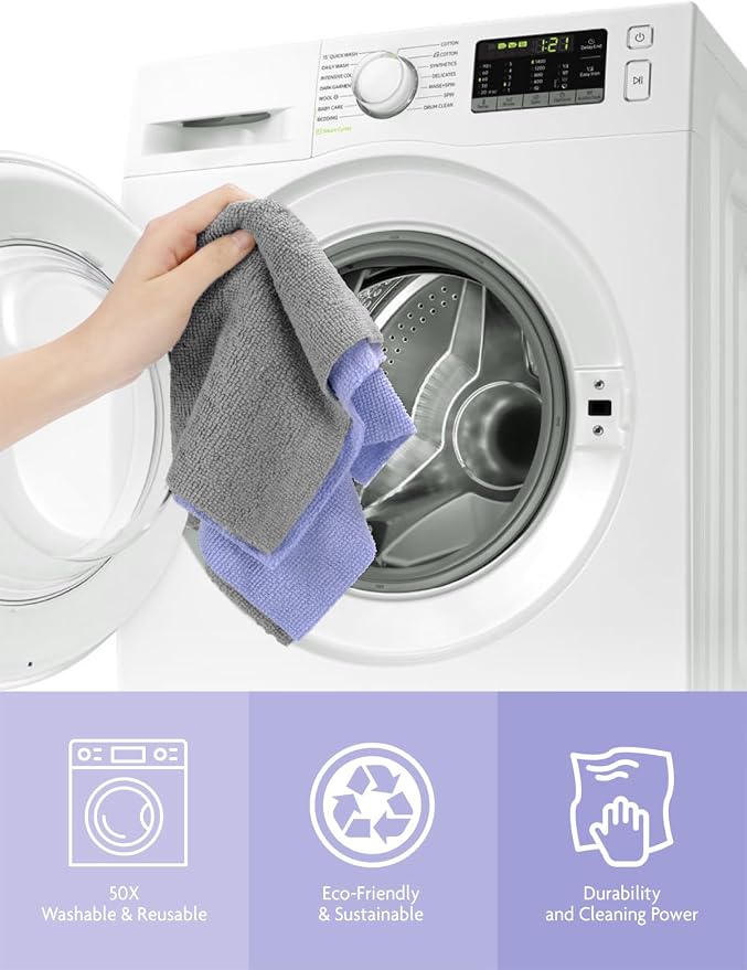 Fantasticlean Microfiber Cleaning Cloth Roll- 75 Sheets, 12"x12" (Lavender) | Super Absorbent, Lint-free, Tear-away Microfiber Towel Roll, for All-Purpose Cleaning, Reusable Alternative to Paper Towels