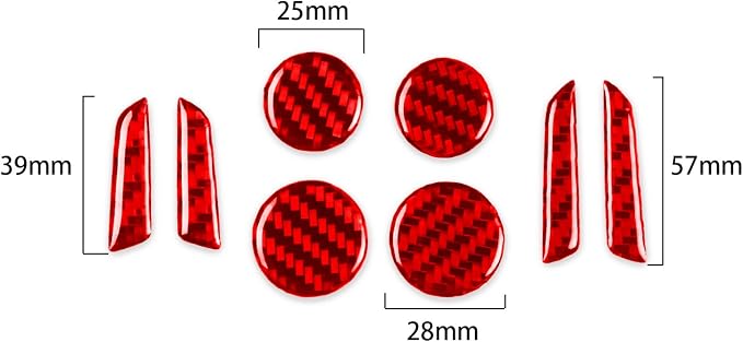 Red Real Carbon Fiber Trim for Tesla Accessories | for Model 3 2017-2022 / Model Y 2020-2024 Seat Adjustment Buttons Panel Sticker Interior Thick Overlay Decal