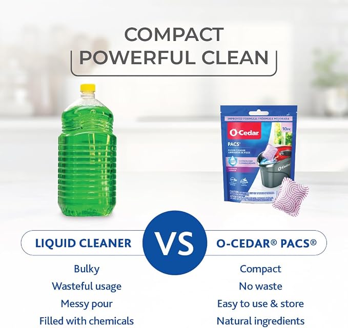 O CEDAR PACS Hard Floor Cleaner, Lavender Scent 10 Count (1-Pack) | Made with Naturally-Derived Ingredients | Safe to Use on All Hard Floors | Perfect for Mop Buckets