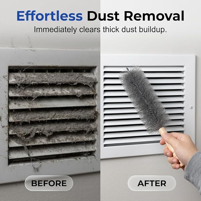 Fan Cleaning Brush, 2026 New Bendable Microfiber Head Dusting Brushes, Reusable Fan Cleaner Brush Dust Remover for Electric Fans, Air Conditioning, Car Vents and Blind，Grey：43cm