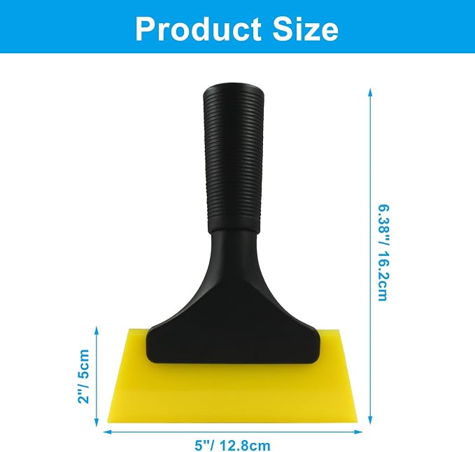 Hordion 2Pcs Small Squeegee 5" Rubber Blade Window Tint Squeegee Yellow | Mini Wiper for Car Windshield Mirror Shower Auto Cleaning
