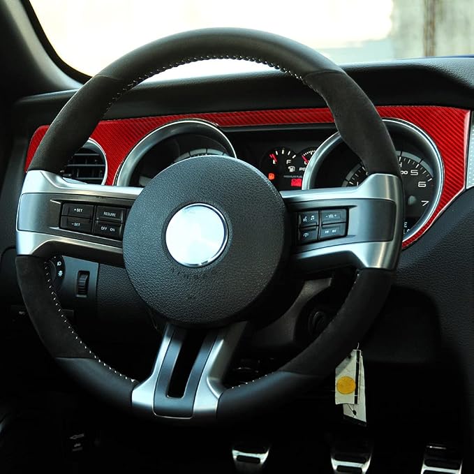 Real Carbon Fiber Trim for Ford Mustang Accessories | for 2009 2010 2011 2012 2013 2014 Instrument Panel Center Dash Cover Interior Thick Overlay Decal