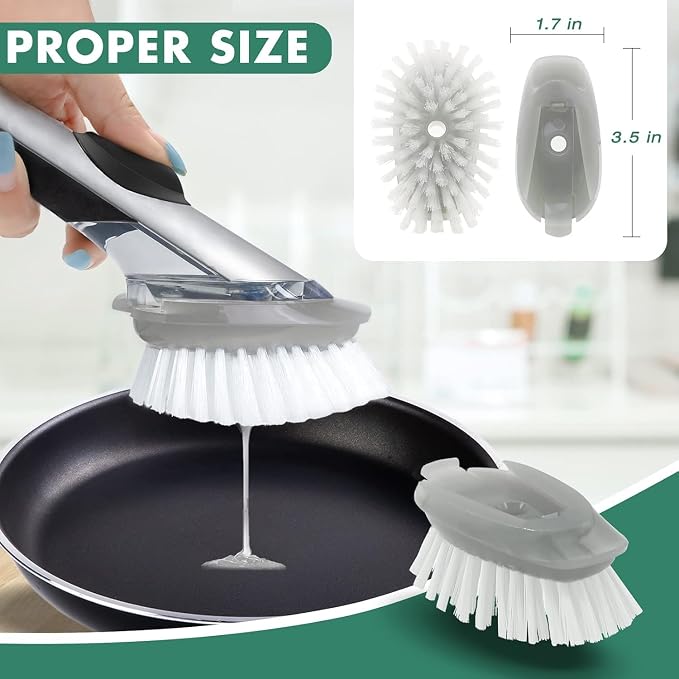 Soap Dispensing Dish Brush Refills, 6 Pack Dish Brush Replacement Head for Steel Soap Dispensing Dish Brush