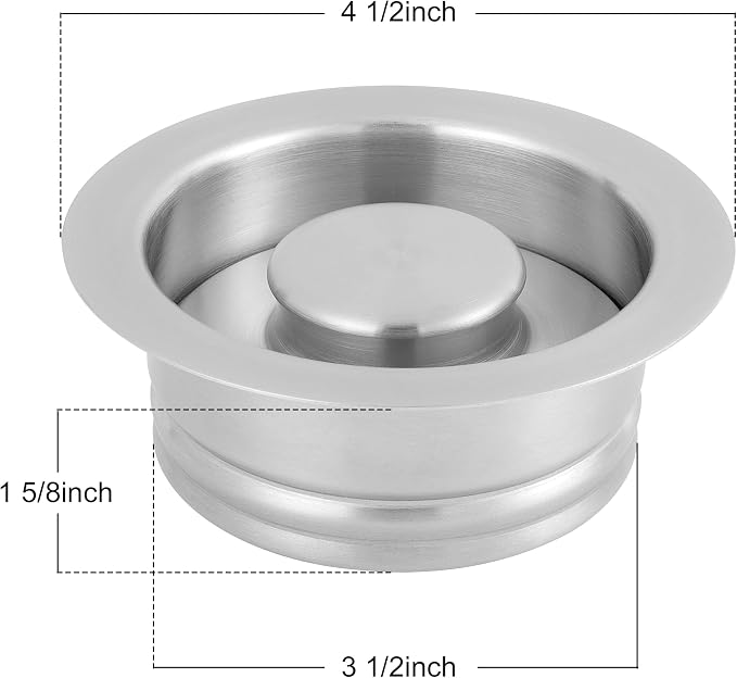 LQS Kitchen Sink Garbage Disposal Flange and Sink Stopper, fit 3-1/2 Inch Standard Sink Drain Hole Colour Chrome Finish