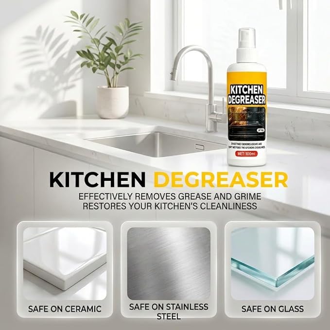 BBQ Grill Cleaner Spray, Heavy Duty Kitchen Degreaser Spray for Grill, Oven, Stove, Multi-Surface Grease Removal Spray for Home & Outdoor Cooking (3)
