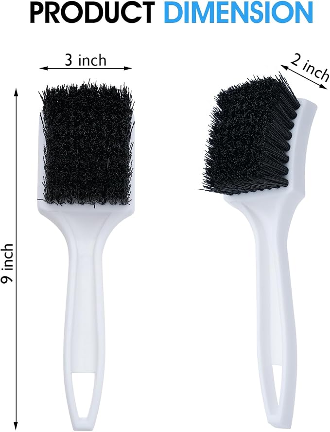 Nanoskin 3-Pack 8.5-Inch Deep Clean Stiff Scrub Brushes for Carpets & Floor Mats, Black Nylon - Pro Automotive Detailing, Home Carpet Scrubber, Easy Grip Handles, High-Performance Cleaning Accessories