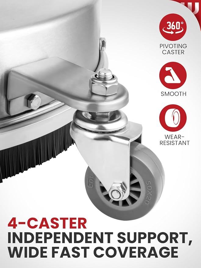 WOJET 16" Stainless Steel Pressure Washer Surface Cleaner, Professional Grade Power Washer Surface Cleaner Attachment for Concrete Driveway, Patio, Deck, Sidewalk, Fits Gas & Electric Washers 4500 PSI
