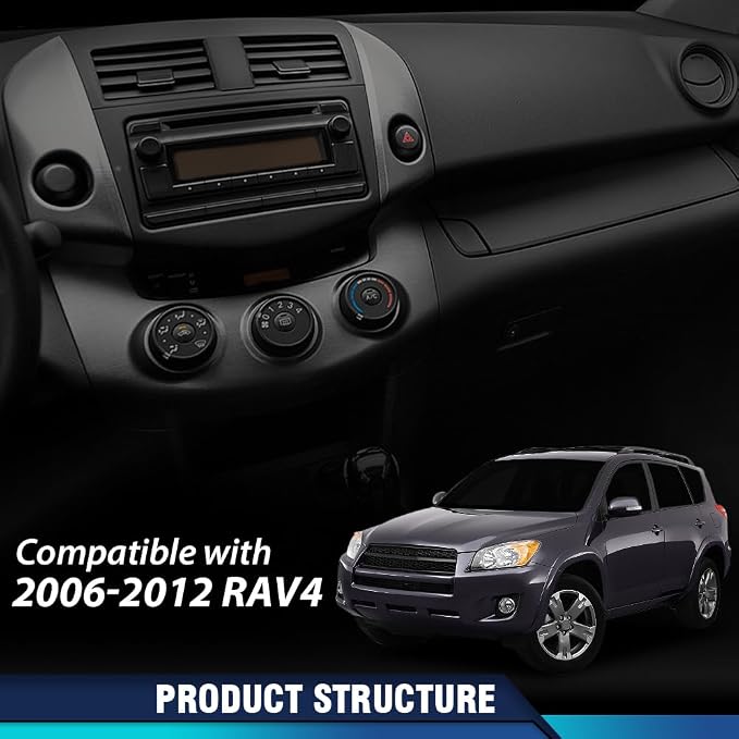 PIT66 Center Dash Air Vent Bezel Black Fit Toyota Rav4 2006-2012 | Center Dashboard A/C Heater Air Vent Cover Trim, 55670-42060-B0, Direct Replacement Dash Vent Bezel Fit Toyota Rav4 2006-2012