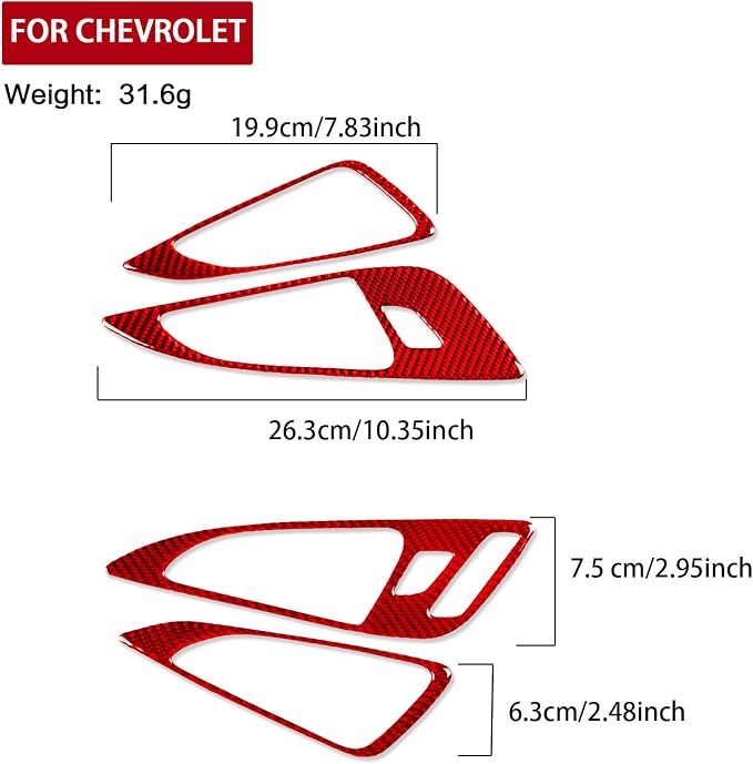 Real Carbon Fiber Trim for Chevy Malibu 9th Gen Accessories | for 2016-2024 Inner Door Bowl Handle Pull Cover Sticker Interior Thick Overlay Decal
