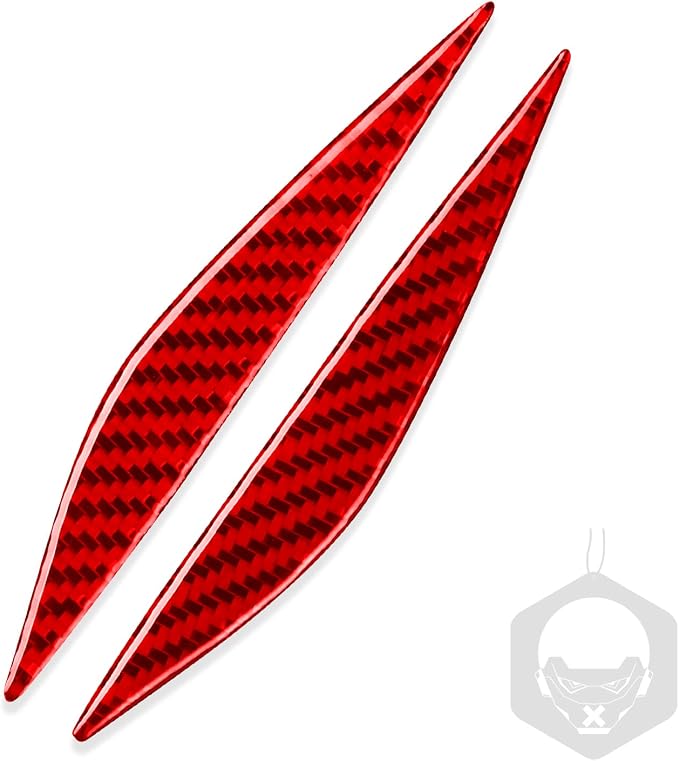 Red Real Carbon Fiber Trim for Tesla Accessories | for Model 3 2017-2022 / Model Y 2020-2024 Side Indicator Turn Signal Panel Sticker Exterior Thick Overlay Decal