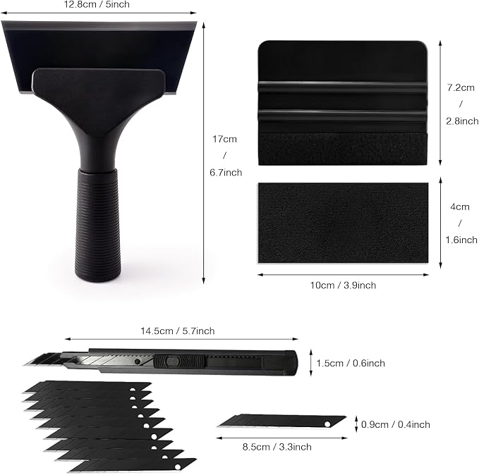 Gomake Vinyl Wrap Tool Set Window Tint Kit,Window Tint Tools Small Rubber Squeegee, Car Window Tint Application Kit,Vinyl Wrap Tools Felt Squeegee for Car Wrapping,Window Cleaning