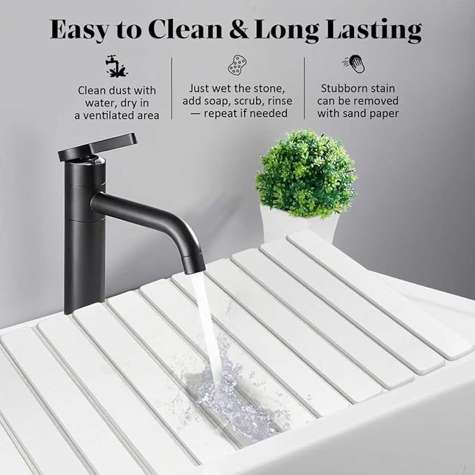 Stone Dish Drying Mats for Kitchen Counter, 28"(L)×16"(W), Fast Drying Collapsible Dish Drying Mat, Eco-Friendly Absorbent Diatomaceous Earth Mats for Dishes Bottles, Match Any Countertop