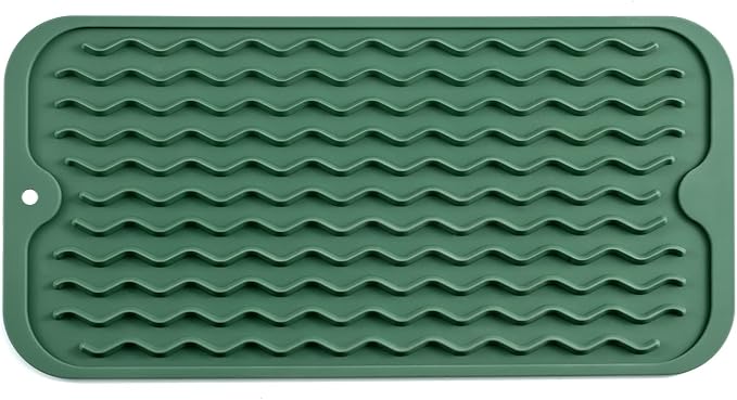 MicoYang Silicone Dish Drying Mat for Multiple Usage,Easy clean,Eco-friendly,Heat-resistant Silicone Mat for Kitchen Counter or Sink,Refrigerator or Drawer Liner Green S 12 inches x 6 inches