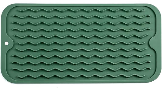 MicoYang Silicone Dish Drying Mat for Multiple Usage,Easy clean,Eco-friendly,Heat-resistant Silicone Mat for Kitchen Counter or Sink,Refrigerator or Drawer Liner Green S 12 inches x 6 inches