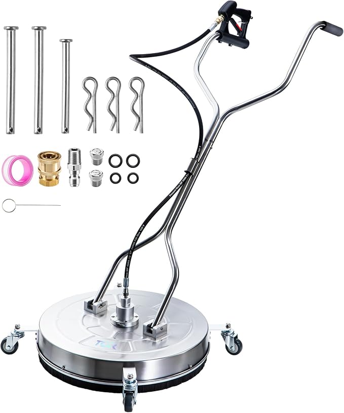 TOR 24" Pressure Washer Surface Cleaner with 4 Wheels, Surface Cleaner for Pressure Washer, Stainless Steel Dual Handle Power Washer Surface Cleaner for Concrete, Driveway, Patio, Sidewalk