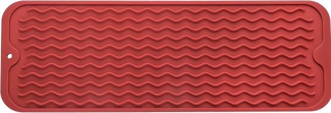MicoYang Silicone Dish Drying Mat for Multiple Usage,Easy clean,Eco-friendly,Heat-resistant Silicone Mat for Kitchen Counter,Sink,Bar,Bottle,or Cup Red M 17 inches x 6 inches