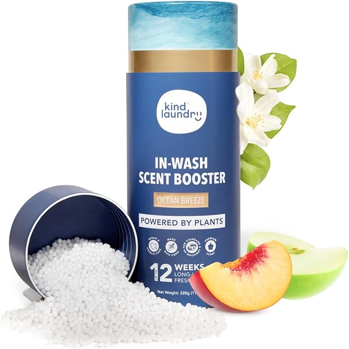 Kind Laundry Scent Booster Beads, Ocean Breeze, Non-Toxic In-Wash, 320g | 100% Plant-Based In-Wash Laundry Beads, Plastic-Free, Odor Eliminator & Deodorizer for Clothes