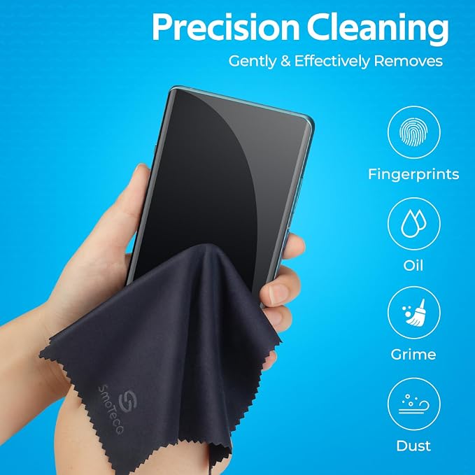 SmoTecQ 6 Pack Premium Microfiber Glasses Cleaning Cloths - Ultra Soft & Scratch Free for Eyeglasses, Sunglasses, Camera Lenses, Tablets & Screens - Washable & Reusable