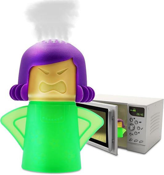 Abnaok Microwave Cleaner, Angry Mama Microwave Cleaner Microwave Oven Steam Cleaner Easily Clean in Minutes Cleans Add Vinegar and Water for Home or Office with English Manual (Green)