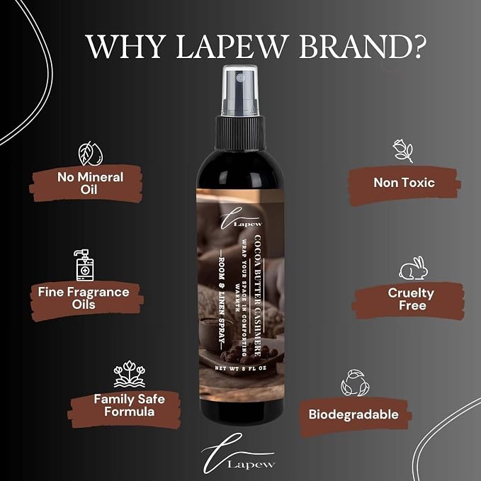 Lapew Room & Linen Spray | Fragrance Mist for Home, Car & Office | Fabric & Air Freshener | Neutralizing Mist | Made in USA | Cocoa Butter Cashmere
