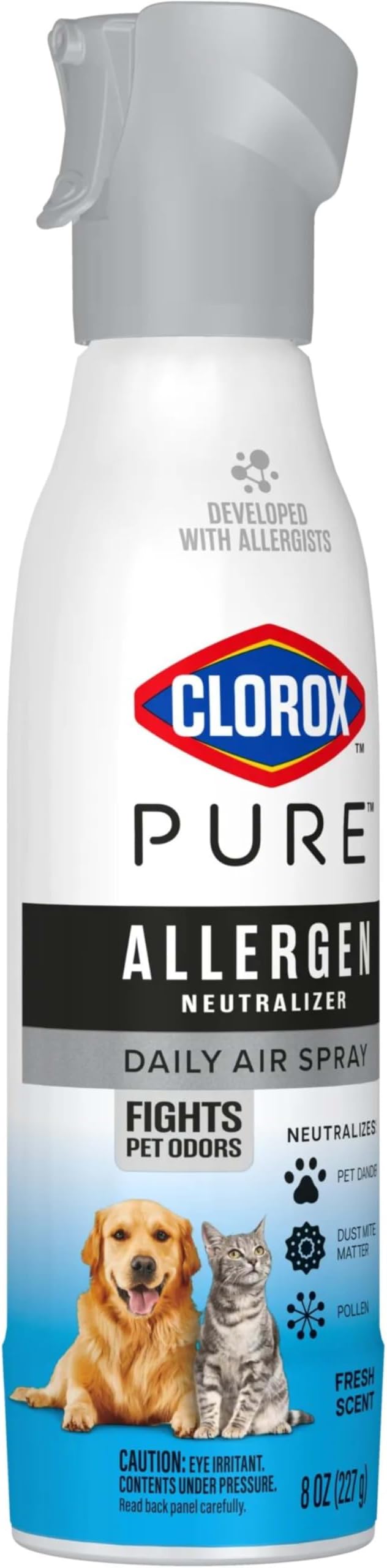 Clorox PURE Allergen Neutralizer Daily Air Spray, Fights Pet Odors, Fresh Scent, 8 Ounces