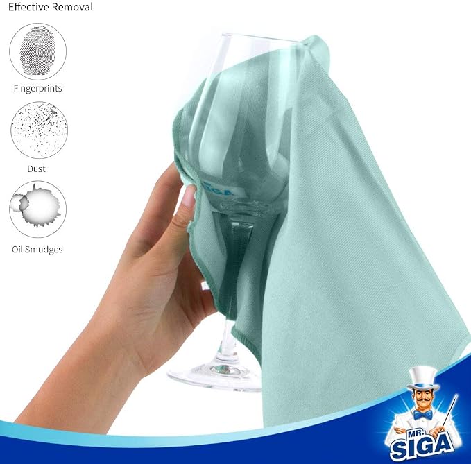 MR.SIGA Ultra Fine Microfiber Cloths for Glass, Window, Mirror, Pack of 6 | Lint free window cleaning cloths, ultra fine microfiber polishing cloths, 35 x 40 cm(13.8 x 15.7 inch)
