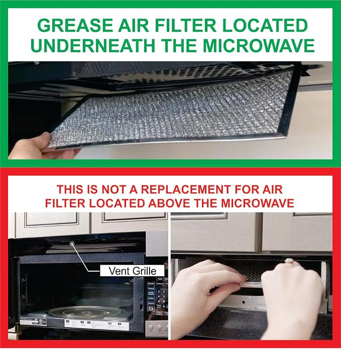 Microwave Grease Filter Compatible with Samsung Model Numbers ME18H704SFS, ME18H704SFS/A2, ME18H704SFS/AA, ME18H704SFS/AC - 2 Pack