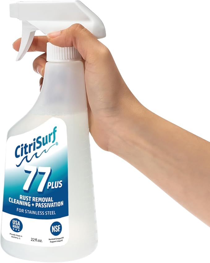 CitriSurf 77 Plus Stainless Steel Cleaner & Rust Remover (22oz Spray) | Made in the USA by Stellar Solutions