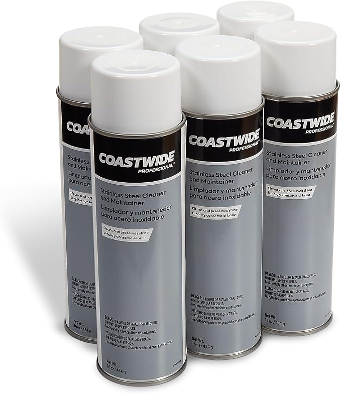 Coastwide Professional Stainless Steel Cleaner and Maintainer, Fresh & Clean Scent, 16 oz., 6/Carton