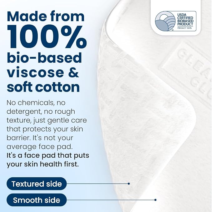 Clean Skin Club Clean² Pads 2.0 [NEW & Improved Edges] Guaranteed Not to Shed & Tear, Unique Triple Layers, Textured Side & Ultra Soft Side, Organic Disposable Cotton, Pair with Makeup Remover 2 Pack