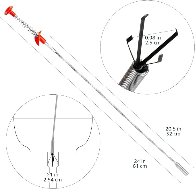 Amazon Basics Drain Clog Remover Tool, 6 Pack with 5 Plastic and 1 Stainless Steel Drain Snakes, Hair Unclogger for Toilet, Kitchen Sink, Bathroom Tub, Shower, Sewer