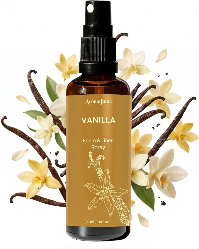 Vanilla Air Freshener Spray for Room, Linen & Pillow 100ml by Aromafume | Made with Pure Vanilla Essential Oil | Aromatherapy Spray to Comfort and Unwind | Mist for Bedding, Fabrics