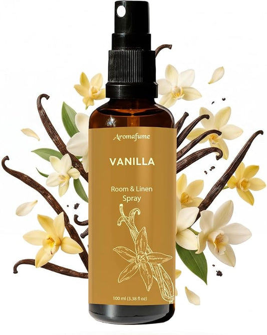 Vanilla Air Freshener Spray for Room, Linen & Pillow 100ml by Aromafume | Made with Pure Vanilla Essential Oil | Aromatherapy Spray to Comfort and Unwind | Mist for Bedding, Fabrics