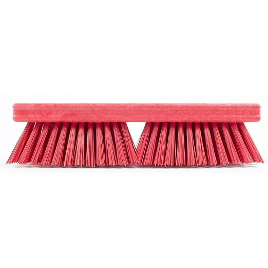 SPARTA Plastic Floor Scrub Brush, Brush Head Only, Deck Brush with ACME Standard Thread Fitting for Deck, Industrial Kitchens, and Hospitals, 10 Inches, Red
