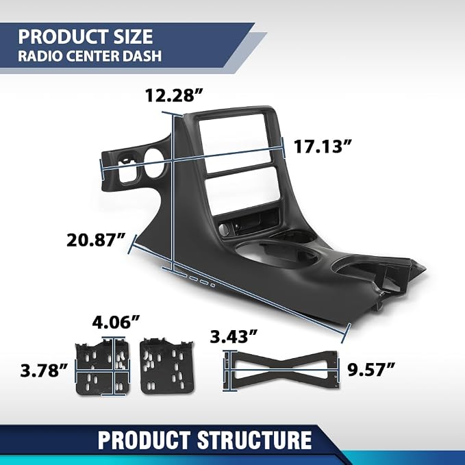 PIT66 Double Din Dash Kit Fit Chevy Corvette C5 1997-2004 Black | Radio Installation Panel Fit Chevy Corvette C5 1997 1998-2004 10407815, Dash Bezel Kit, Black