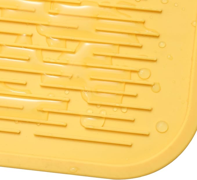 MicoYang Silicone Dish Drying Mat for Multiple Usage,Easy clean,Eco-friendly,Heat-resistant Silicone Mat for Kitchen Counter or Sink,Refrigerator or Drawer Liner Yellow 5XL 36inches x 18inches