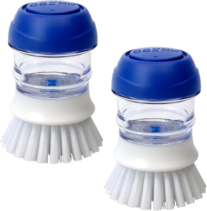 CELOX 2 Pack Dish Brush with Soap Dispenser Soap Dispensing Palm Brush for Cleaning Pots, Dishes