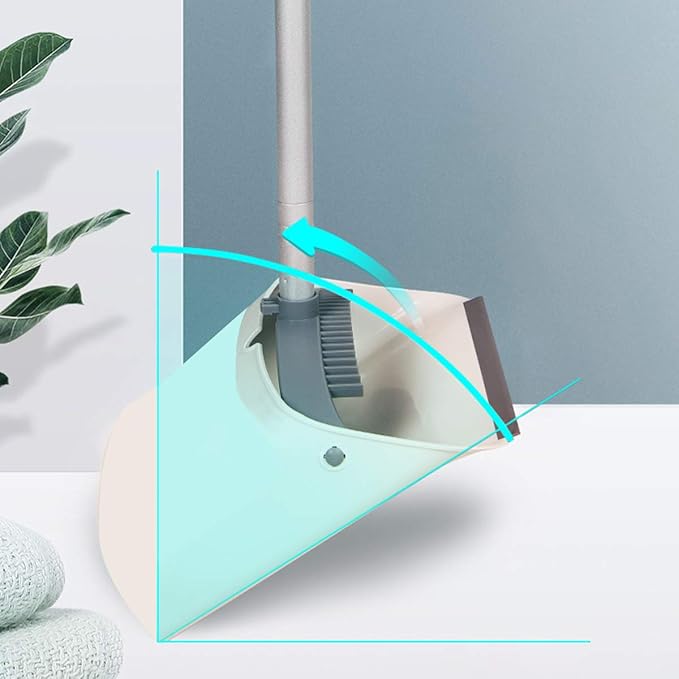 Broom and Dustpan Set, JEHONN Long Handle Lightweight Broom Set Upright Standing Dustpan Stand Up Store Sweep Set for Home Room Kitchen Office Lobby