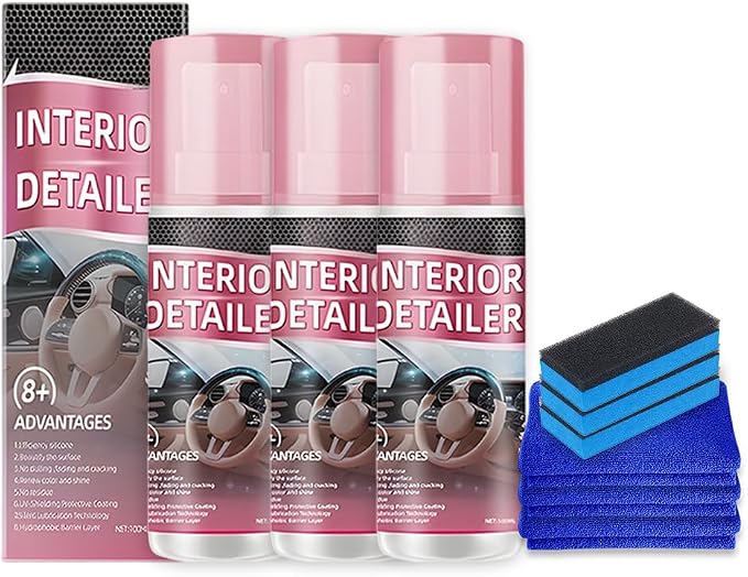Polishing Cleaner Car Interior, 2026 Upgrade Car Interior Cleaner Spray, All Purpose Car Interior Detailer Cleaner for Dashboards, Seats, Leather, Plastic (3PCS)